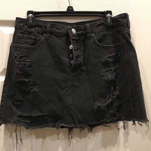 Black denim skirt